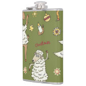 Kerst Schaap: Dierlijke  Illustratie. Heupfles (Links)