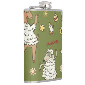 Kerst Schaap: Dierlijke  Illustratie. Heupfles (Rechts)