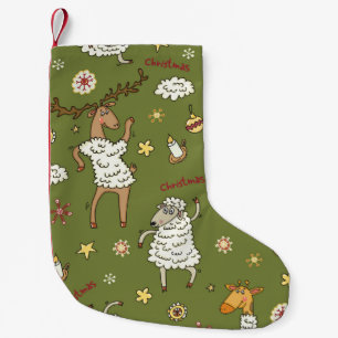 Kerst Schaap: Dierlijke Illustratie. Kleine Kerstsok