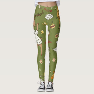 Kerst Schaap: Dierlijke  Illustratie. Leggings