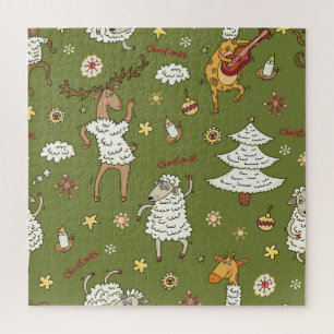 Kerst Schaap: Dierlijke Illustratie. Legpuzzel