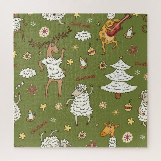 Kerst Schaap: Dierlijke Illustratie. Legpuzzel (Verticaal)