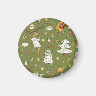 Kerst Schaap: Dierlijke Illustratie. Magneet