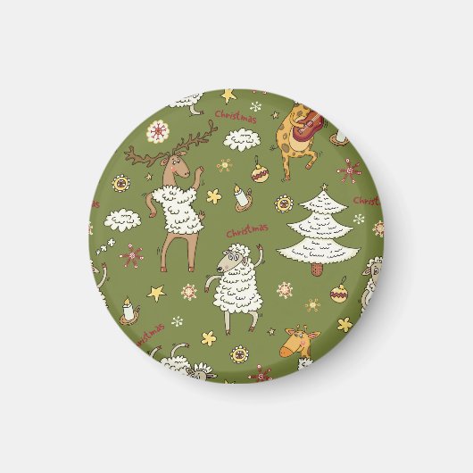 Kerst Schaap: Dierlijke Illustratie. Magneet (Voorkant)
