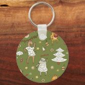 Kerst Schaap: Dierlijke  Illustratie. Sleutelhanger (Achterkant)