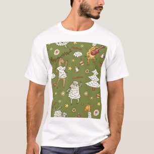Kerst Schaap: Dierlijke Illustratie. T-shirt