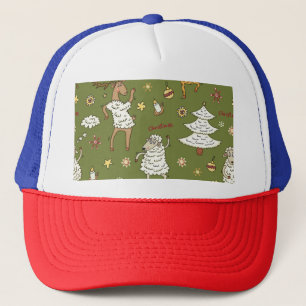 Kerst Schaap: Dierlijke Illustratie. Trucker Pet