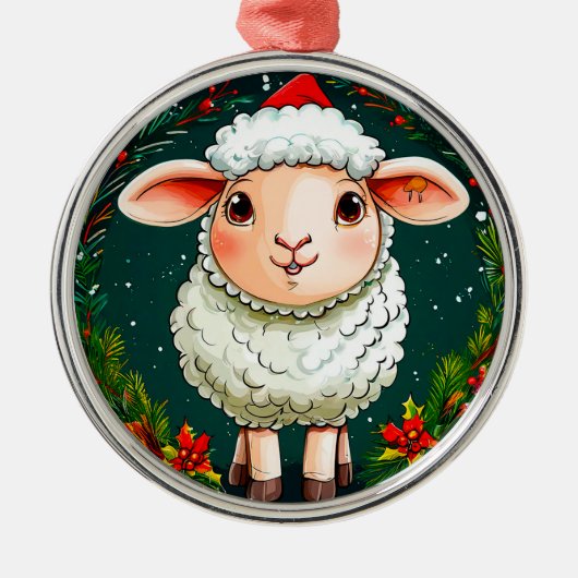 Kerst Schaap Metaal Boom Decoratie Cadeau (Voorkant)