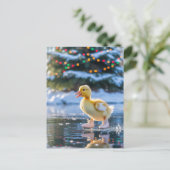 Kerst Schaatsende Eend Briefkaart (Staand voorkant)