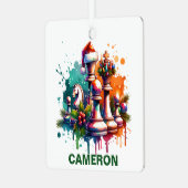 Kerst Schaken Liefhebber Custom Name Metalen Ornament (Voorkant links)