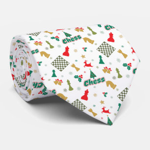 Kerst Schaken - Stukken, Boom, Hulst, Rendier Stropdas