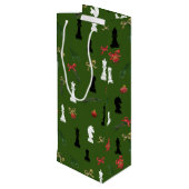 Kerst schaken stukken spel patroon groen wijn cadeautas (Achterkant Gekanteld)