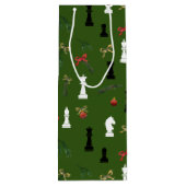 Kerst schaken stukken spel patroon groen wijn cadeautas (Achterkant)