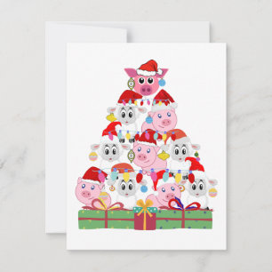 Kerst Schapen & Varken Boom Notitiekaartje