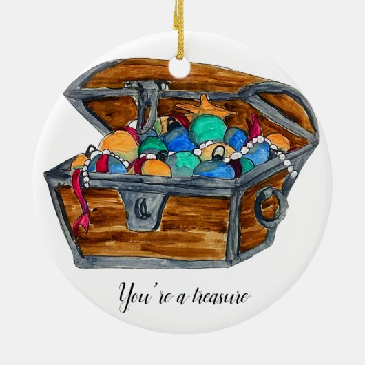 Kerst schatkist keramisch ornament (Achterkant)