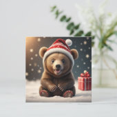 Kerst schattig beer vakantie Kaart (Staand voorkant)