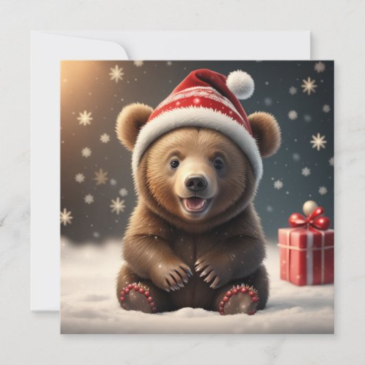 Kerst schattig beer vakantie Kaart (Voorkant)