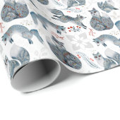 Kerst schattig bos vos dieren patroon wrappin cadeaupapier (Rol Hoek)