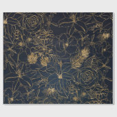 Kerst schattig confetti en gouden bloem design cadeaupapier (Vlak)