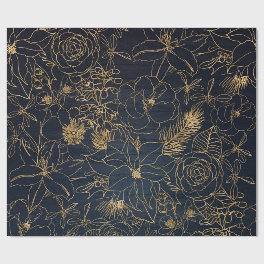 Kerst schattig confetti en gouden bloem design cadeaupapier (Vlak)