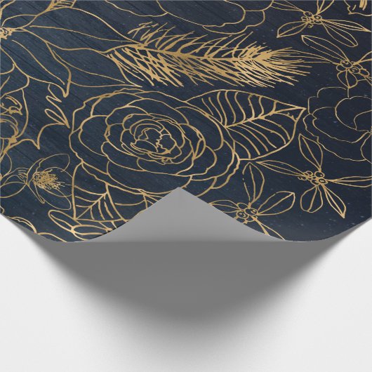 Kerst schattig confetti en gouden bloem design cadeaupapier (Hoek)