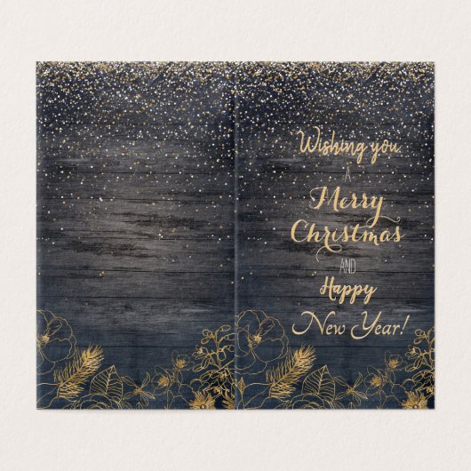 Kerst schattig confetti en gouden bloem design kaart (Buitenkant ongevouwen)