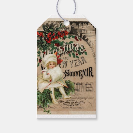 kerst, schattig, grappig, retro cadeaulabel (Voorkant)