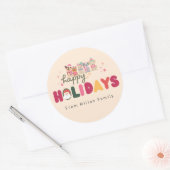 Kerst schattig hond familie modern ronde sticker (Envelop)