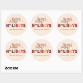 Kerst schattig hond familie modern ronde sticker (Vel)