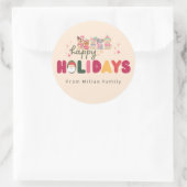 Kerst schattig hond familie modern ronde sticker (Tas)