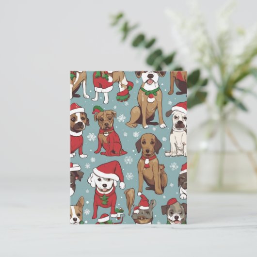 Kerst schattig hond patroon briefkaart (Staand voorkant)