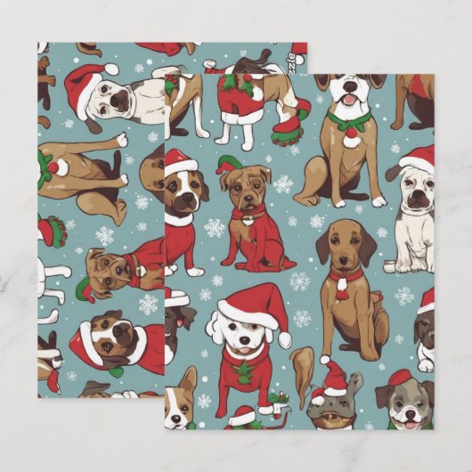 Kerst schattig hond patroon briefkaart (Voorkant / Achterkant)
