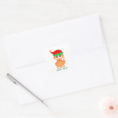 Kerst schattig kitty kat elf vierkante sticker (Envelop)