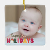 Kerst schattig kleurrijke moderne vakantie keramisch ornament (Voorkant)