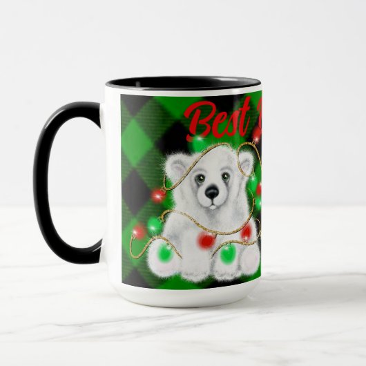 Kerst schattig polar beer welp, beste papa ooit mok (Links)