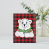 Kerst schattig polar beer welp, Santa beer welp Briefkaart (Staand voorkant)