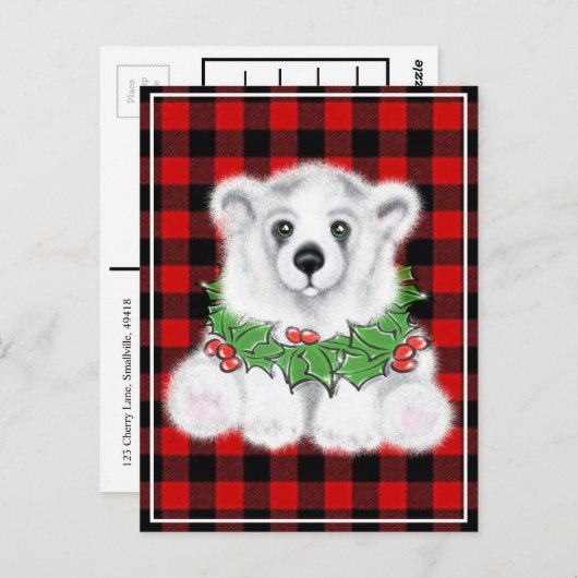 Kerst schattig polar beer welp, Santa beer welp Briefkaart (Voorkant / Achterkant)