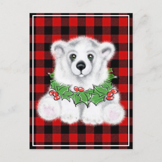 Kerst schattig polar beer welp, Santa beer welp Briefkaart (Voorkant)