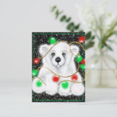 Kerst schattig polar beer welp, Santa beer welp Briefkaart (Staand voorkant)