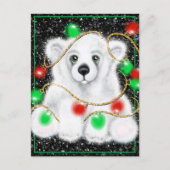 Kerst schattig polar beer welp, Santa beer welp Briefkaart (Voorkant)