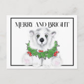 Kerst schattig polar beer welp, Santa beer welp Briefkaart (Voorkant)
