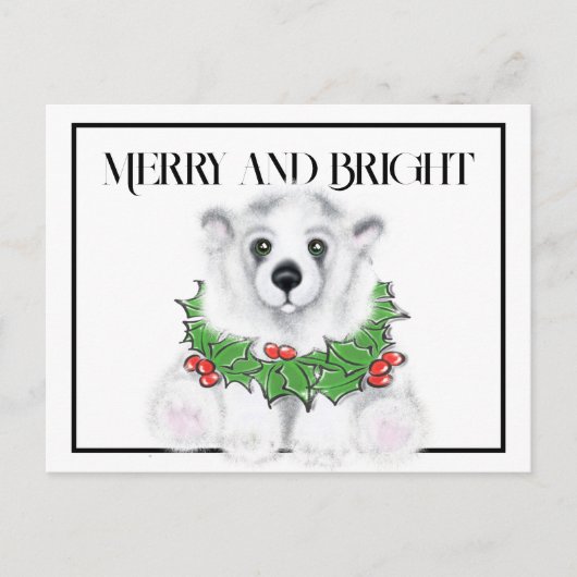 Kerst schattig polar beer welp, Santa beer welp Briefkaart (Voorkant)