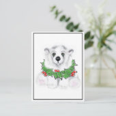 Kerst schattig polar beer welp, Santa beer welp Briefkaart (Staand voorkant)