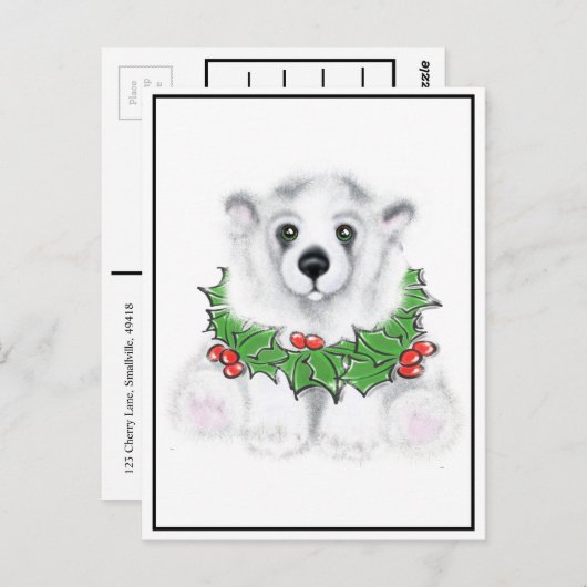 Kerst schattig polar beer welp, Santa beer welp Briefkaart (Voorkant / Achterkant)