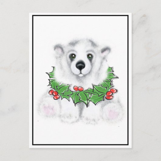 Kerst schattig polar beer welp, Santa beer welp Briefkaart (Voorkant)