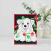 Kerst schattig polar beer welp, Santa beer welp Briefkaart (Staand voorkant)