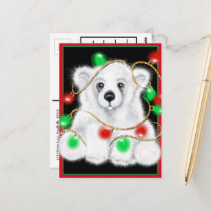Kerst schattig polar beer welp, Santa beer welp Briefkaart