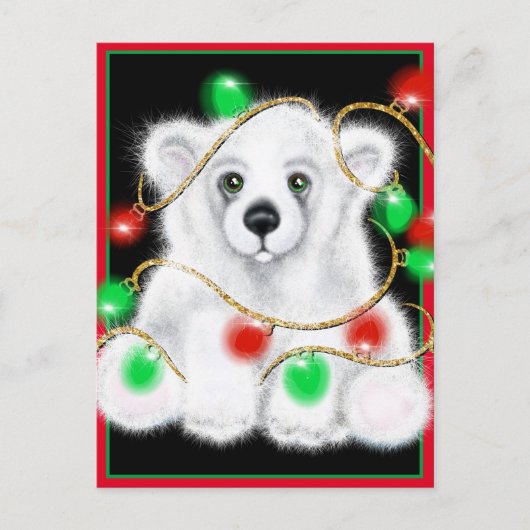 Kerst schattig polar beer welp, Santa beer welp Briefkaart (Voorkant)