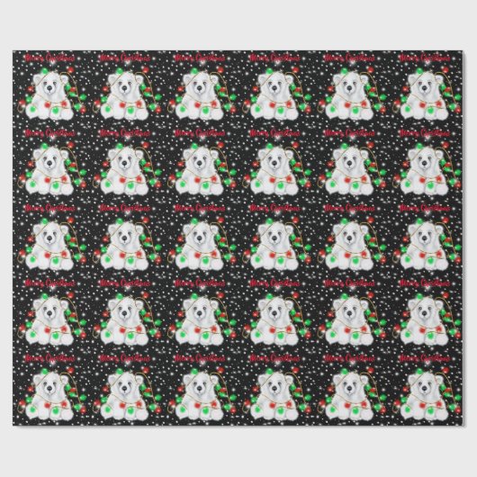 Kerst schattig polar beer welp, Santa beer welp Cadeaupapier (Vlak)