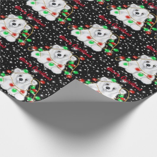 Kerst schattig polar beer welp, Santa beer welp Cadeaupapier (Hoek)